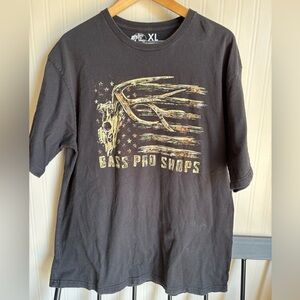 Bass Pro Shops Black Graphic Flag Antler T-Shirt XL